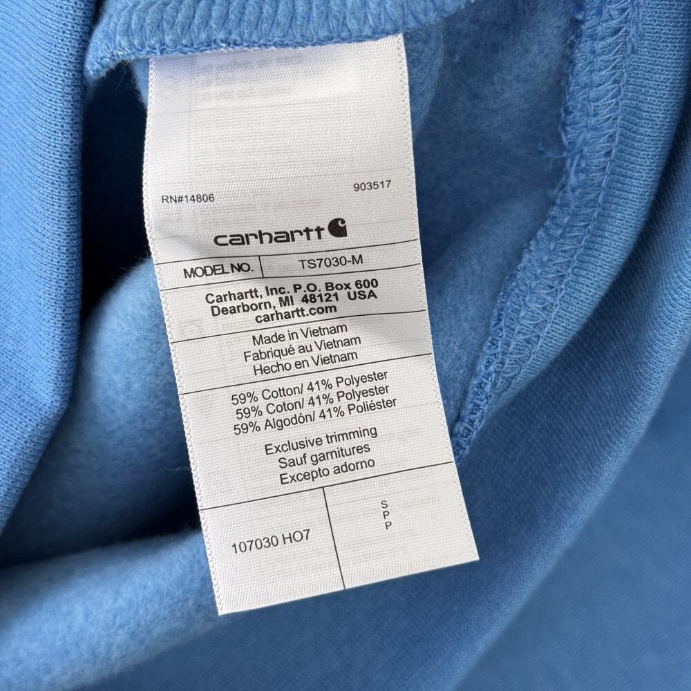 Carhartt Hoodie Men Small Rain Defender Loose Fit Pullover Logo Graphic Blue NEW - Picture 9 of 12